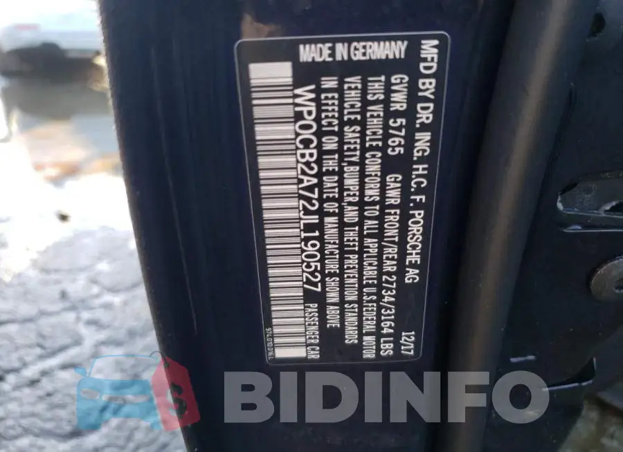 WP0CB2A72JL190527 Photo# 13