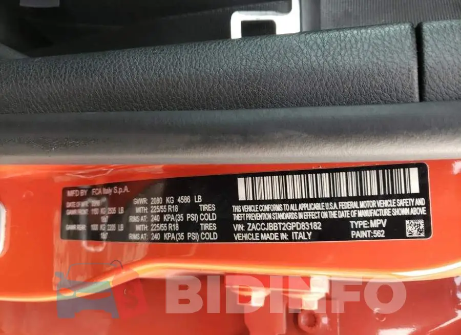 ZACCJBBT2GPD83182 Photo# 12