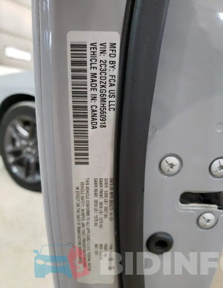 2C3CDZKG6MH560918 Photo# 12