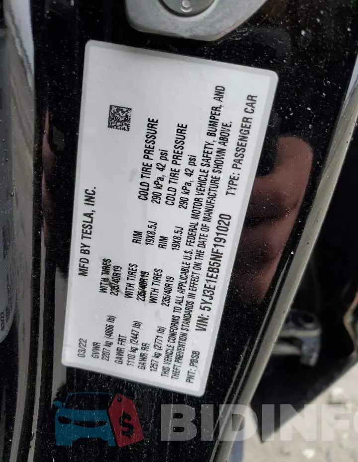 5YJ3E1EB5NF191020 Photo# 12