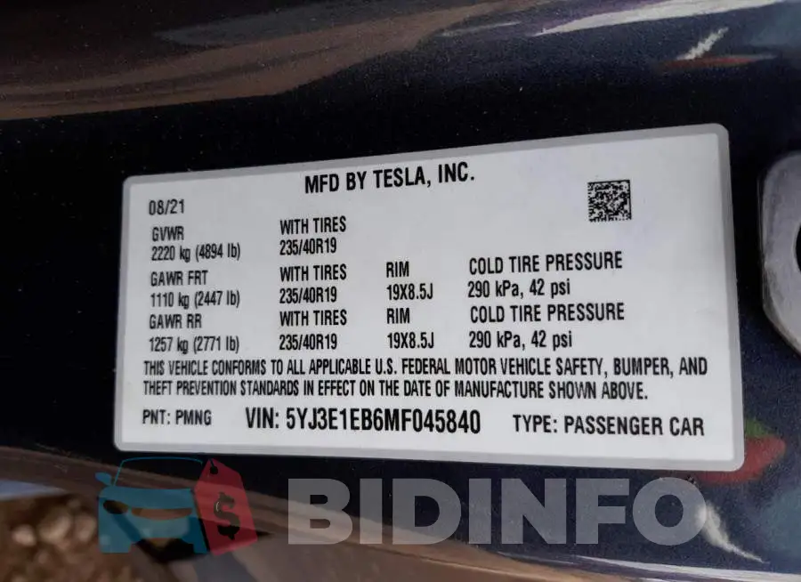 5YJ3E1EB6MF045840 Photo# 12