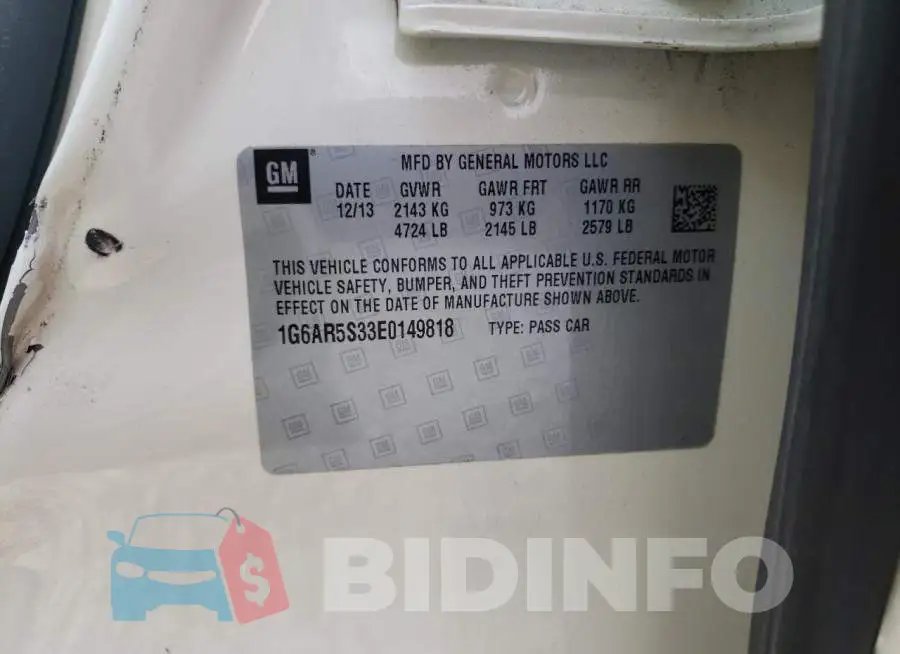 1G6AR5S33E0149818 Photo# 12