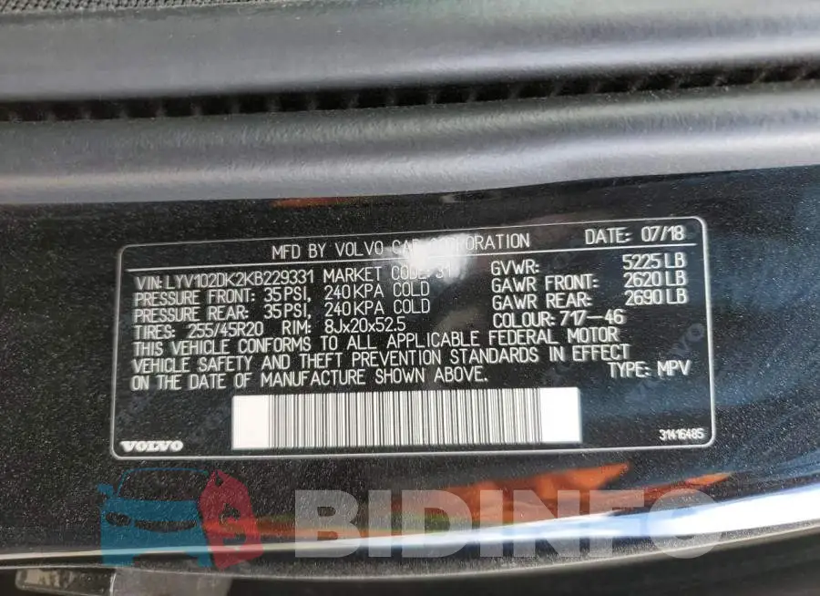 LYV102DK2KB229331 Photo# 13