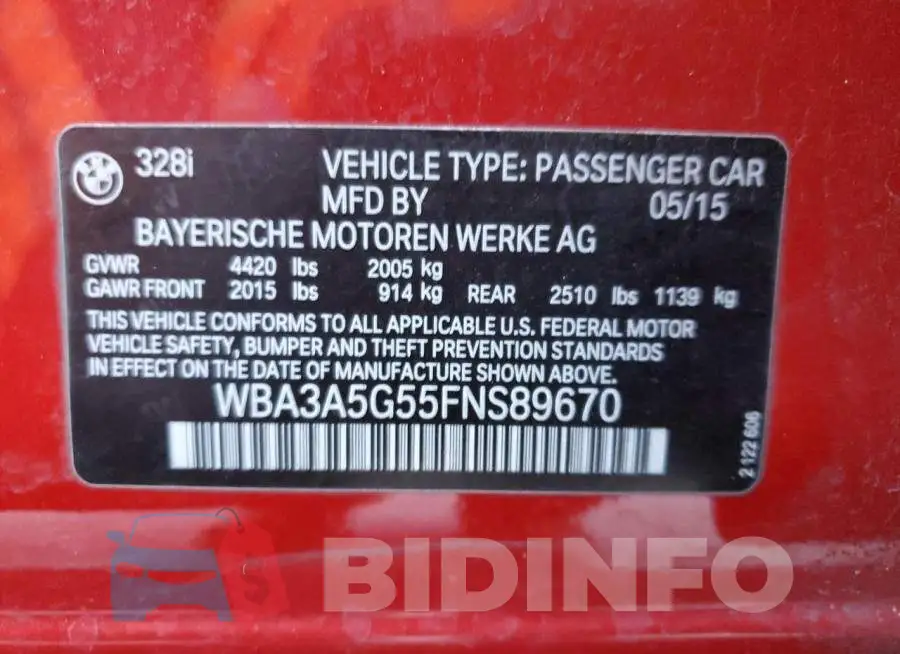 WBA3A5G55FNS89670 Photo# 12