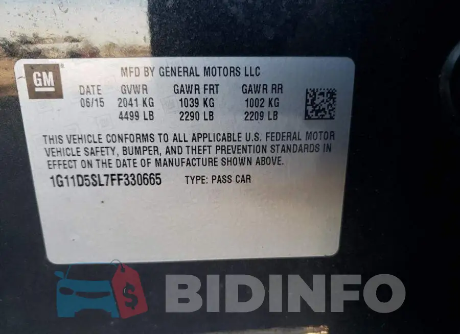 1G11D5SL7FF330665 Photo# 13