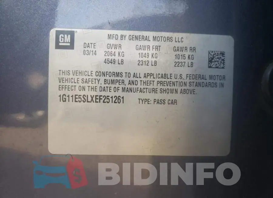 1G11E5SLXEF251261 Photo# 13