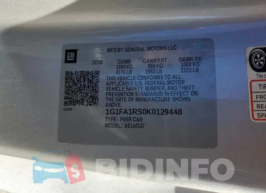 1G1FA1RS0K0129448 Photo# 12