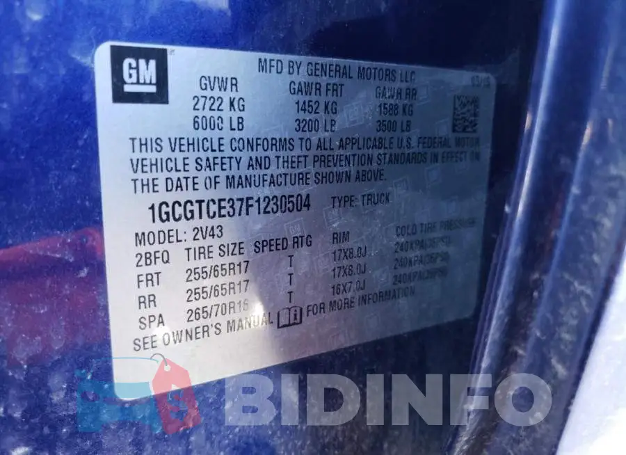 1GCGTCE37F1230504 Photo# 12
