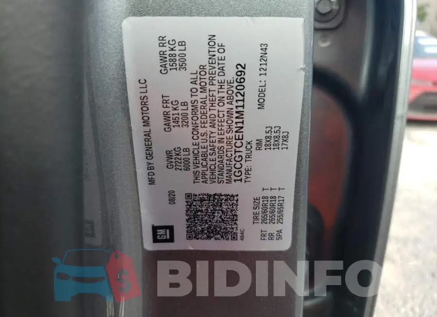1GCGTCEN1M1120692 Photo# 13