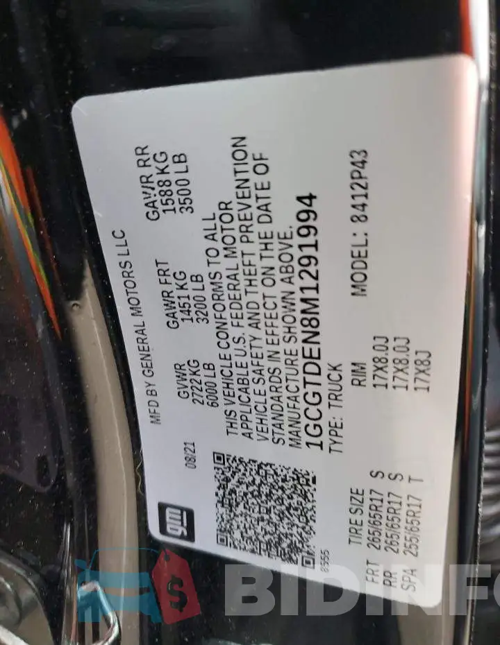 1GCGTDEN8M1291994 Photo# 12