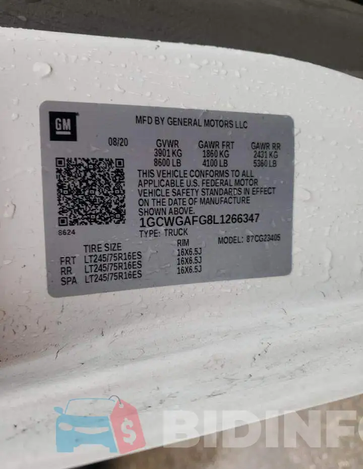 1GCWGAFG8L1266347 Photo# 13
