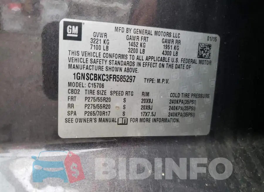 1GNSCBKC3FR585297 Photo# 13