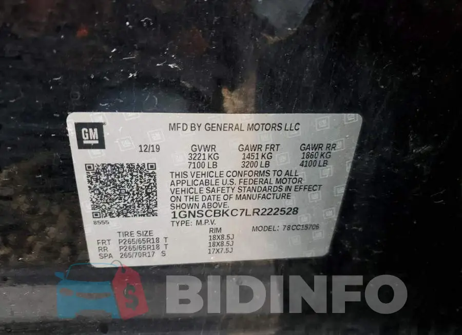 1GNSCBKC7LR222528 Photo# 13