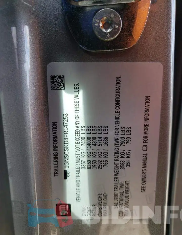1GNSCSKD4PR147253 Photo# 14