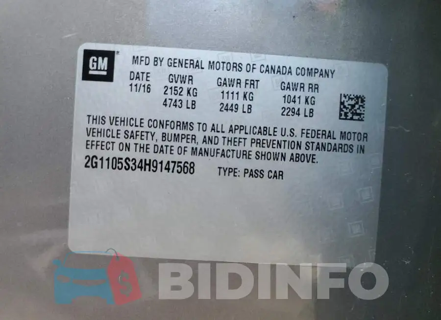 2G1105S34H9147568 Photo# 12