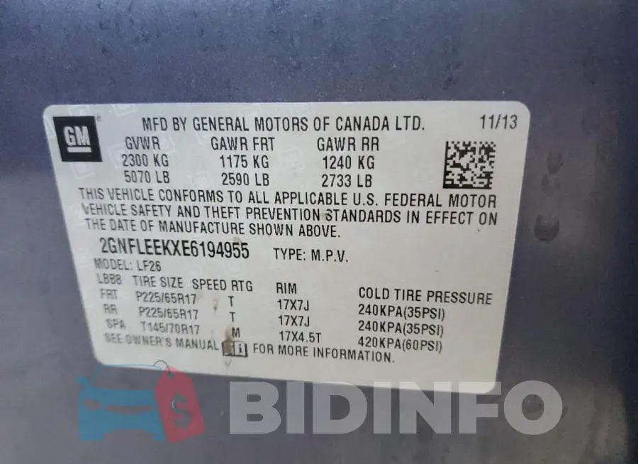 2GNFLEEKXE6194955 Photo# 12