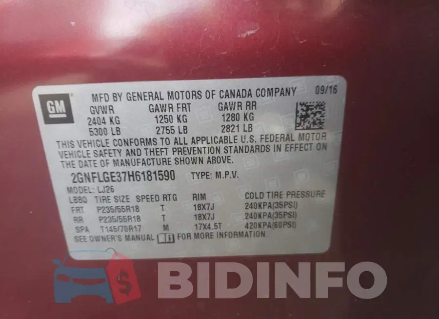 2GNFLGE37H6181590 Photo# 12