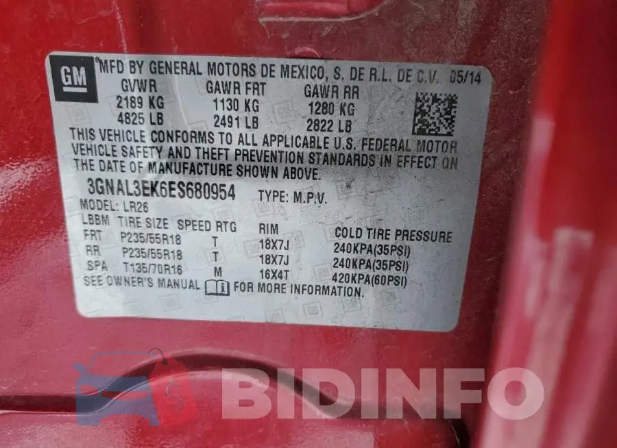 3GNAL3EK6ES680954 Photo# 13