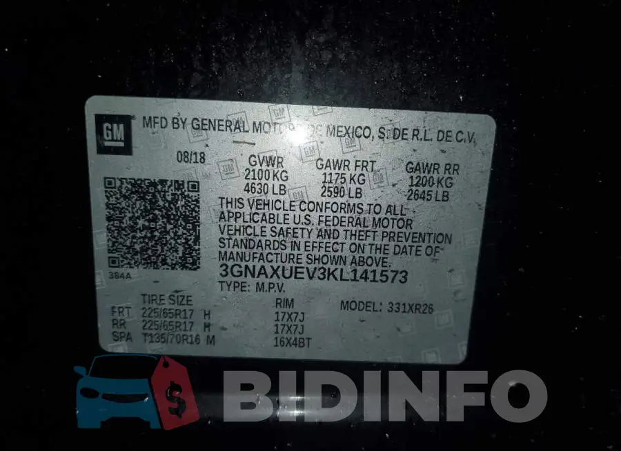 3GNAXUEV3KL141573 Photo# 13