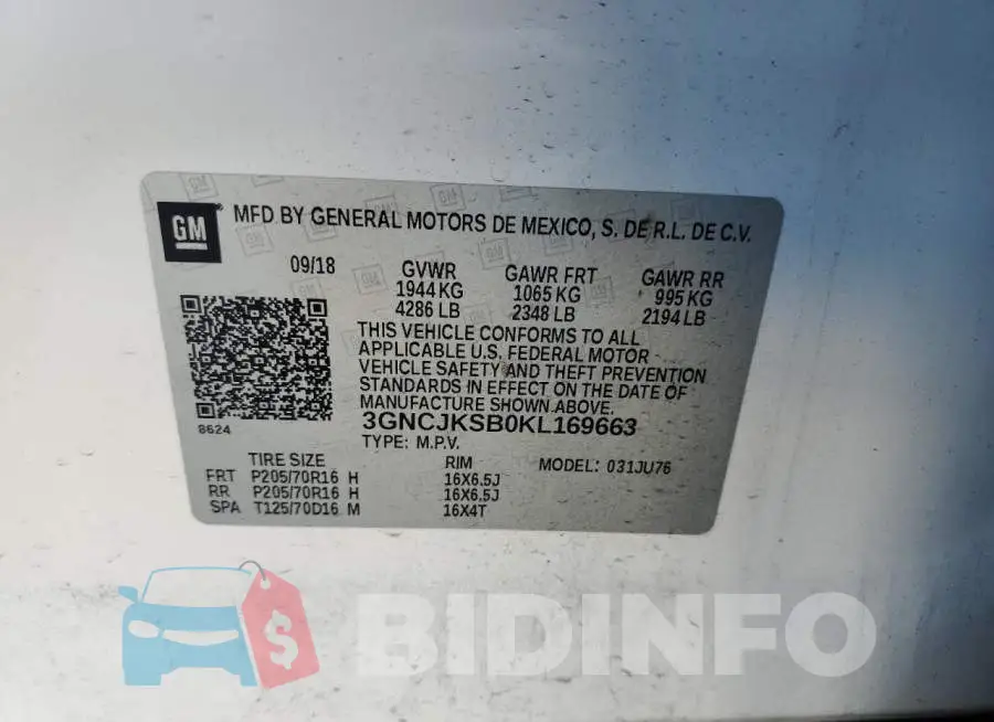 3GNCJKSB0KL169663 Photo# 13