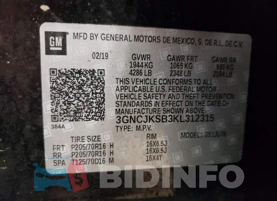 3GNCJKSB3KL312315 Photo# 13