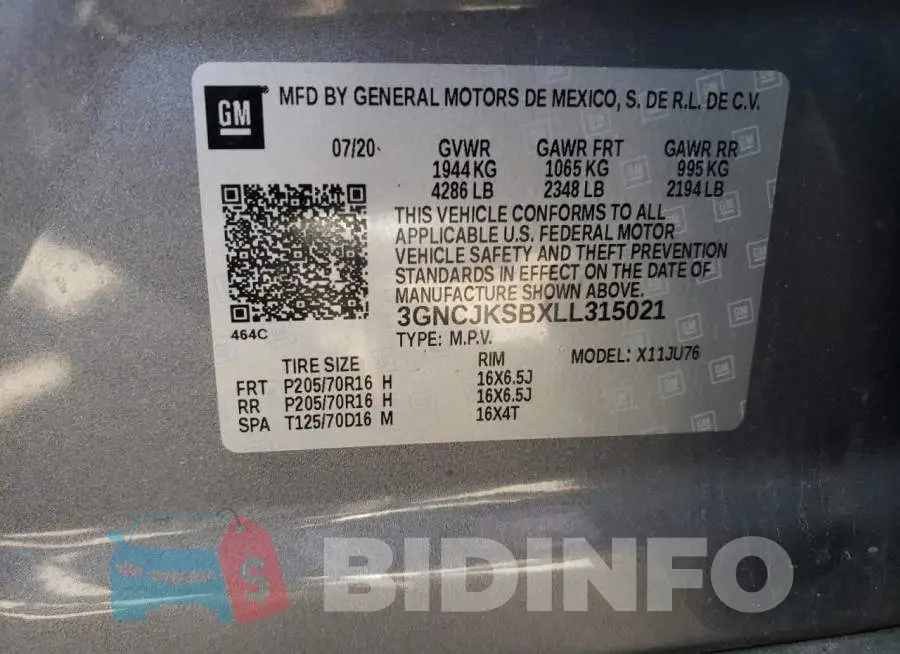 3GNCJKSBXLL315021 Photo# 10