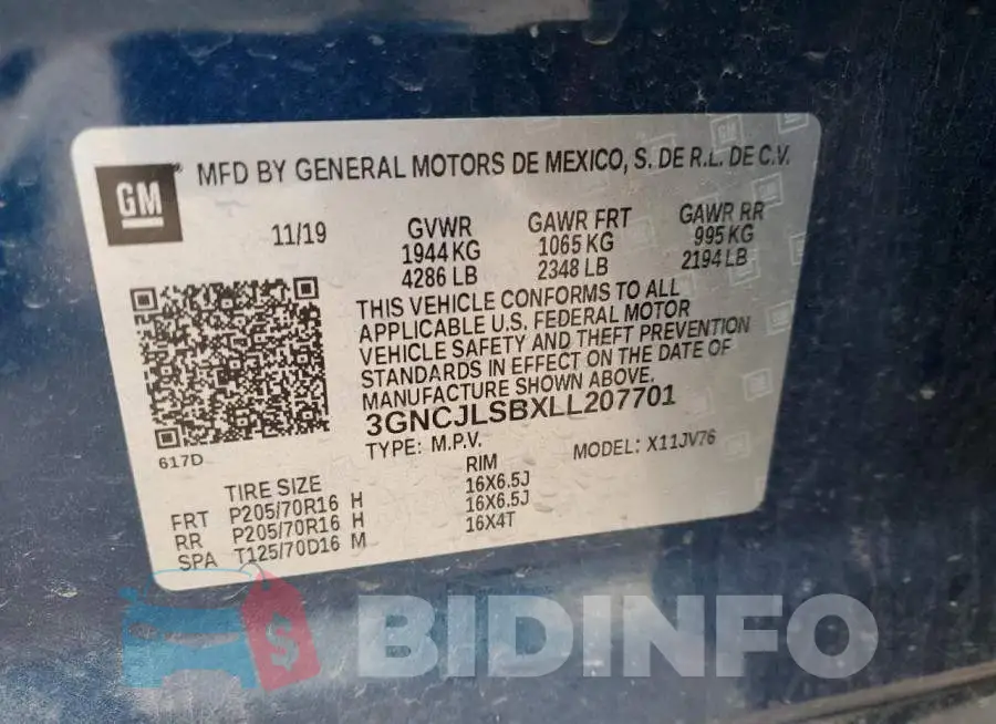 3GNCJLSBXLL207701 Photo# 14