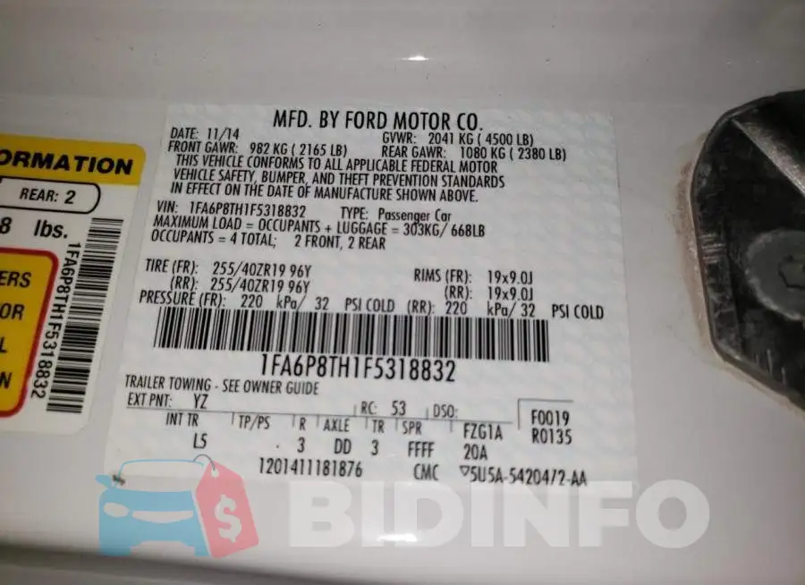 1FA6P8TH1F5318832 Photo# 10