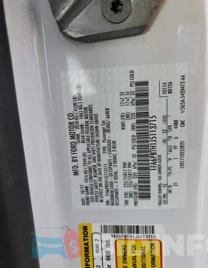 1FA6P8TH1J5113715 Photo# 12