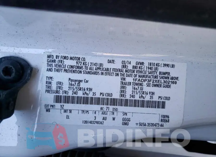 1FADP3F2XEL302169 Photo# 12