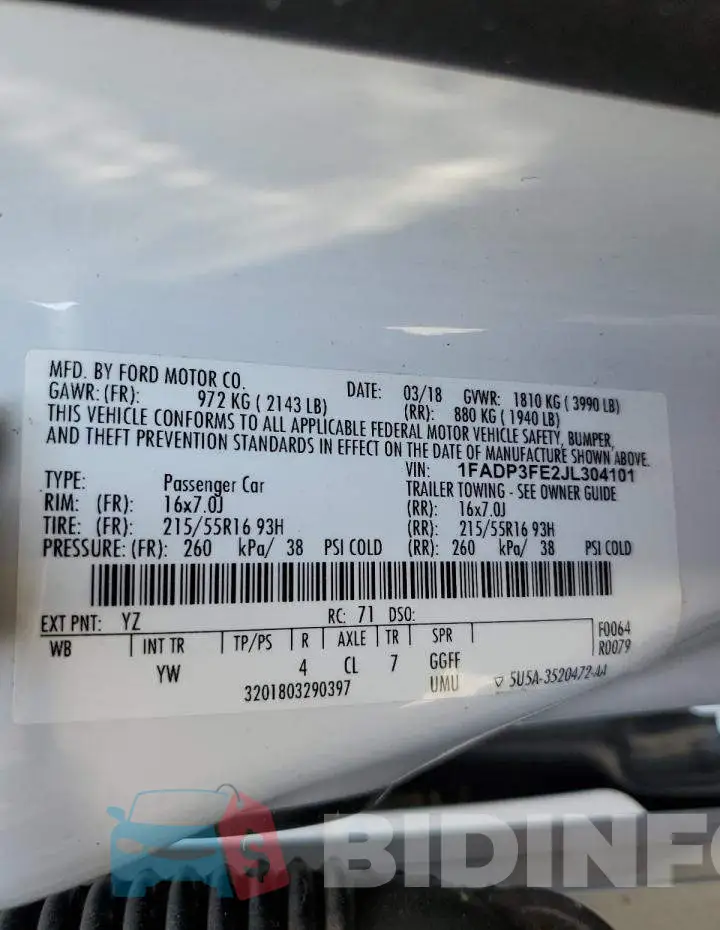 1FADP3FE2JL304101 Photo# 12
