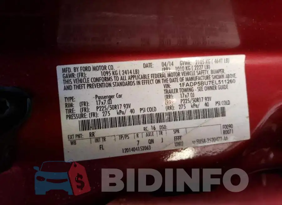 1FADP5BU7EL511260 Photo# 12