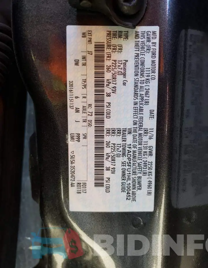 1FADP5FU1HL100452 Photo# 13