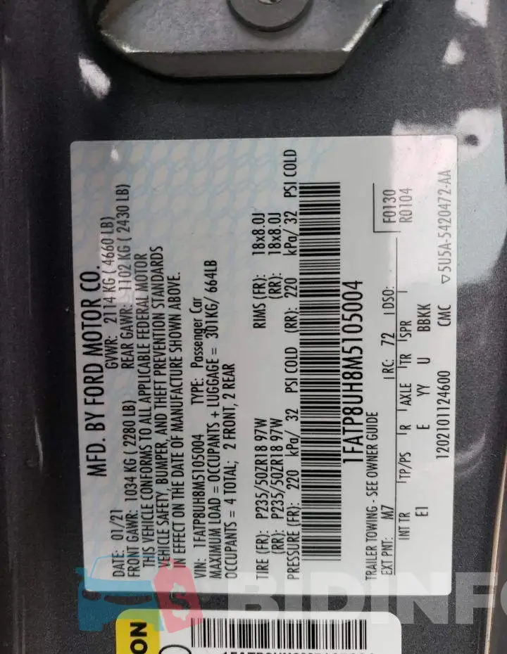 1FATP8UH8M5105004 Photo# 12