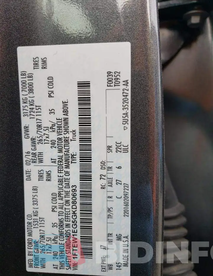 1FTEW1EG5GKD80693 Photo# 12