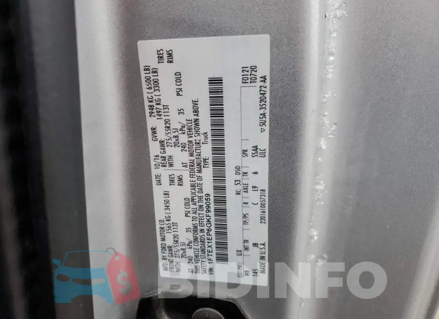 1FTEX1EP6GKF99059 Photo# 12