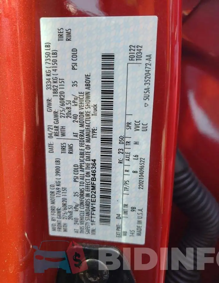 1FTFW1ED2MFB46364 Photo# 13