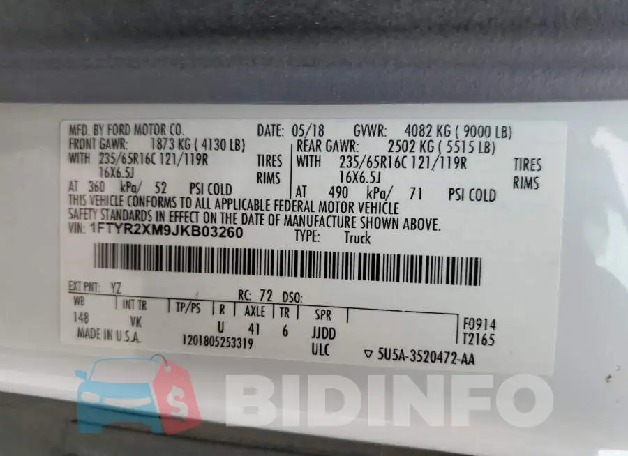 1FTYR2XM9JKB03260 Photo# 13