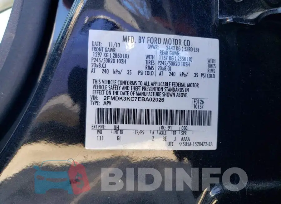 2FMDK3KC7EBA02026 Photo# 13