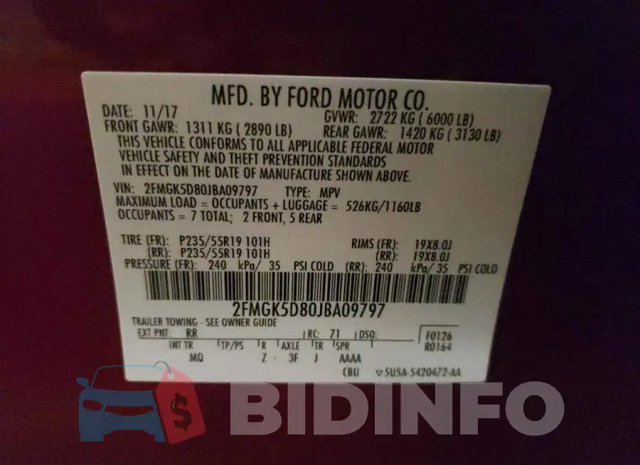 2FMGK5D80JBA09797 Photo# 13