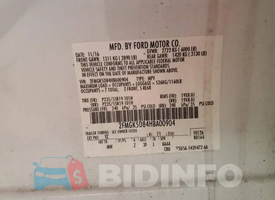 2FMGK5D84HBA00904 Photo# 14