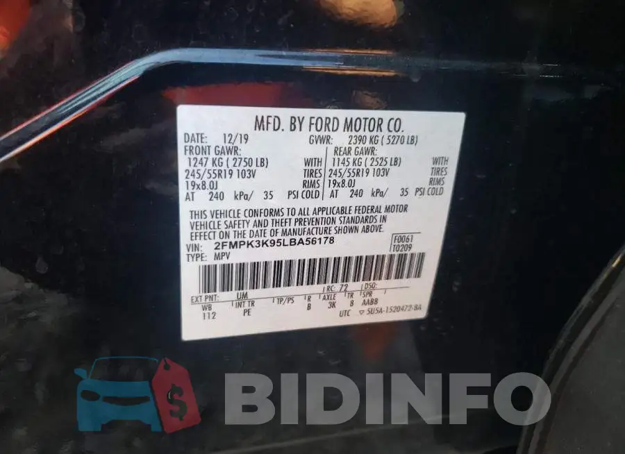 2FMPK3K95LBA56178 Photo# 10