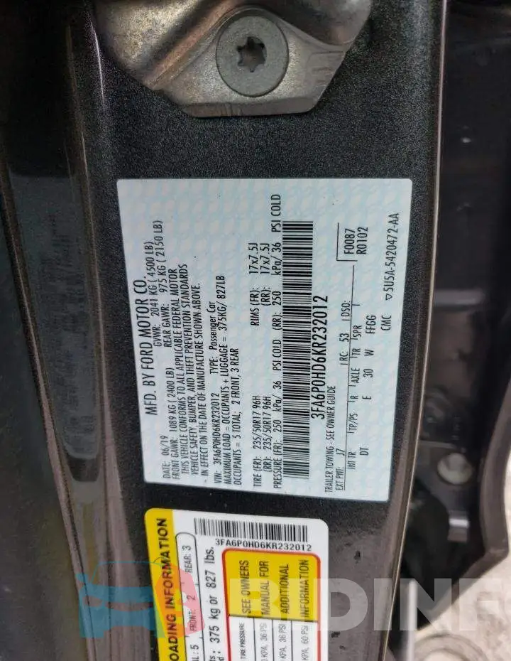 3FA6P0HD6KR232012 Photo# 12