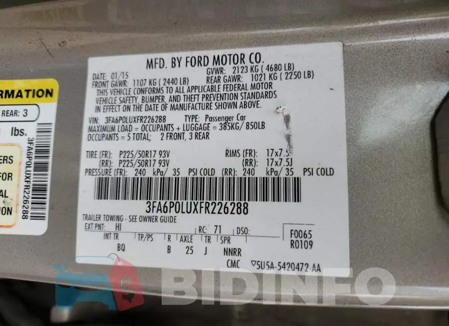 3FA6P0LUXFR226288 Photo# 12