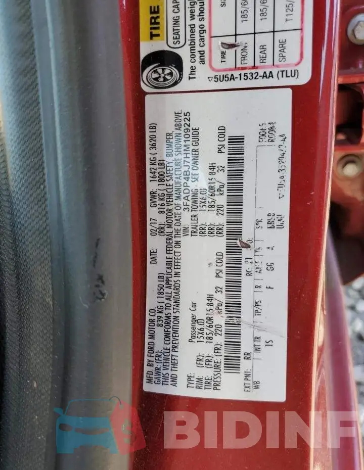 3FADP4BJ7HM109225 Photo# 12