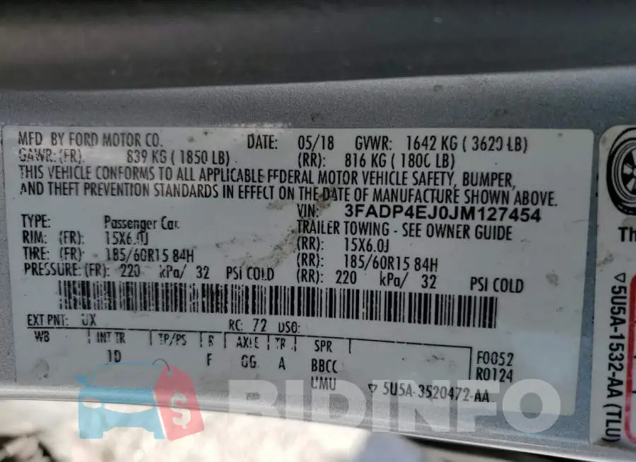 3FADP4EJ0JM127454 Photo# 12