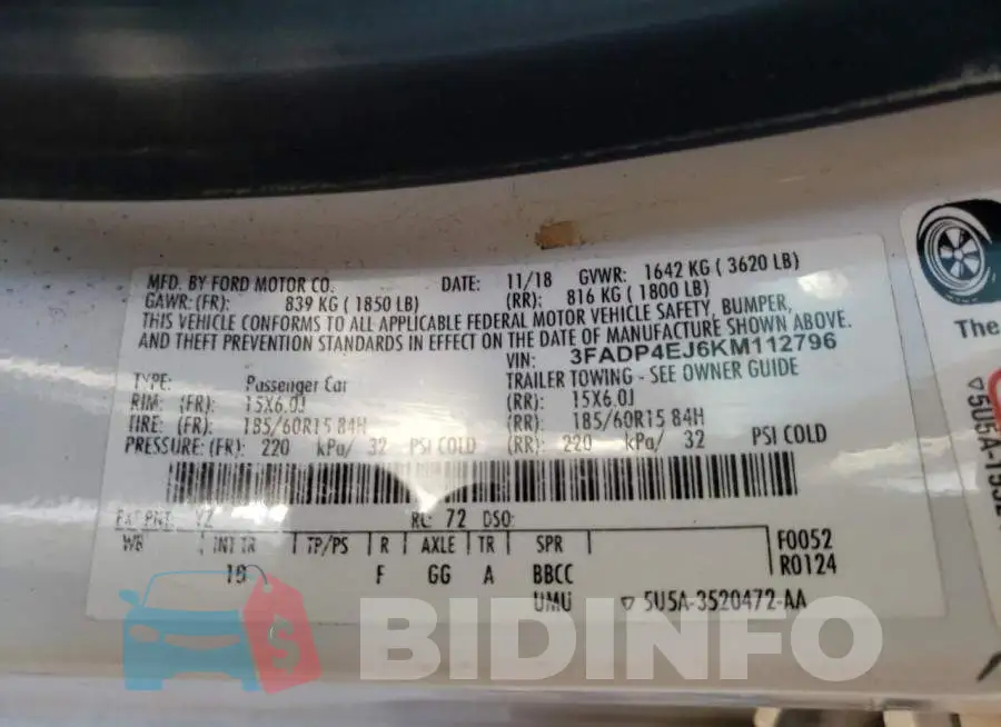 3FADP4EJ6KM112796 Photo# 12