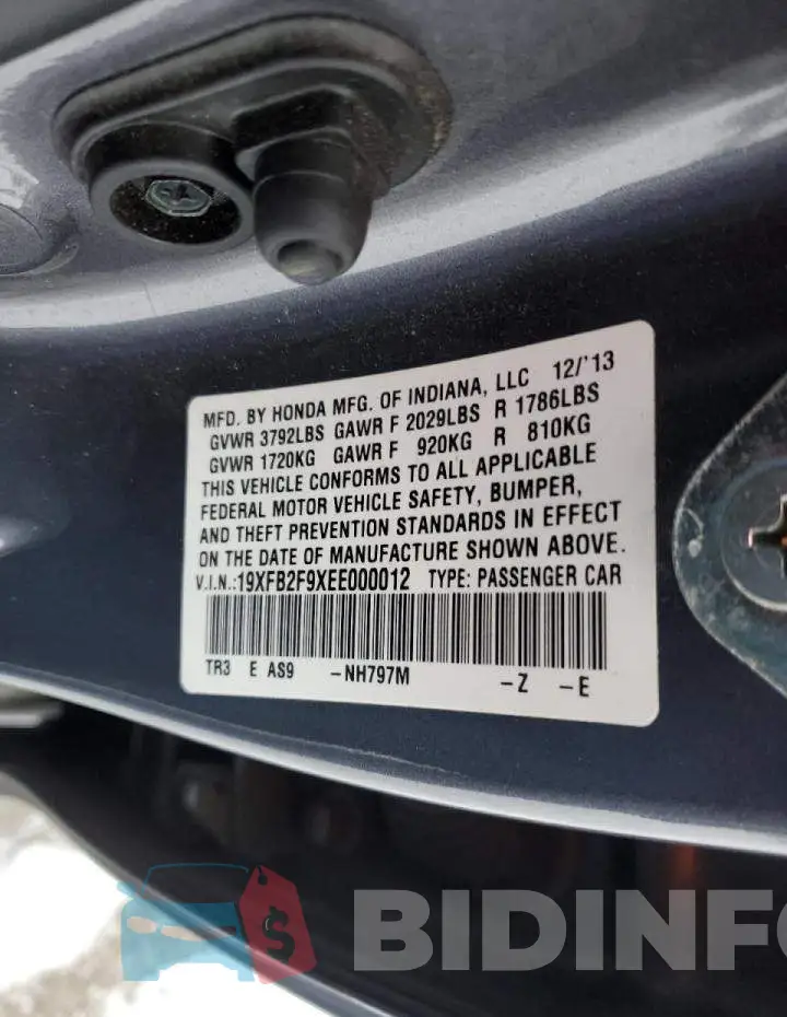 19XFB2F9XEE000012 Photo# 13