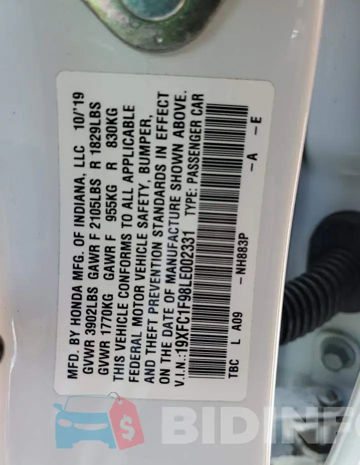 19XFC1F98LE002331 Photo# 12
