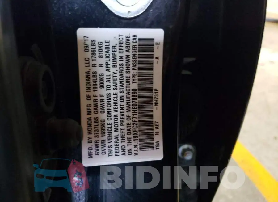 19XFC2F71HE078890 Photo# 12